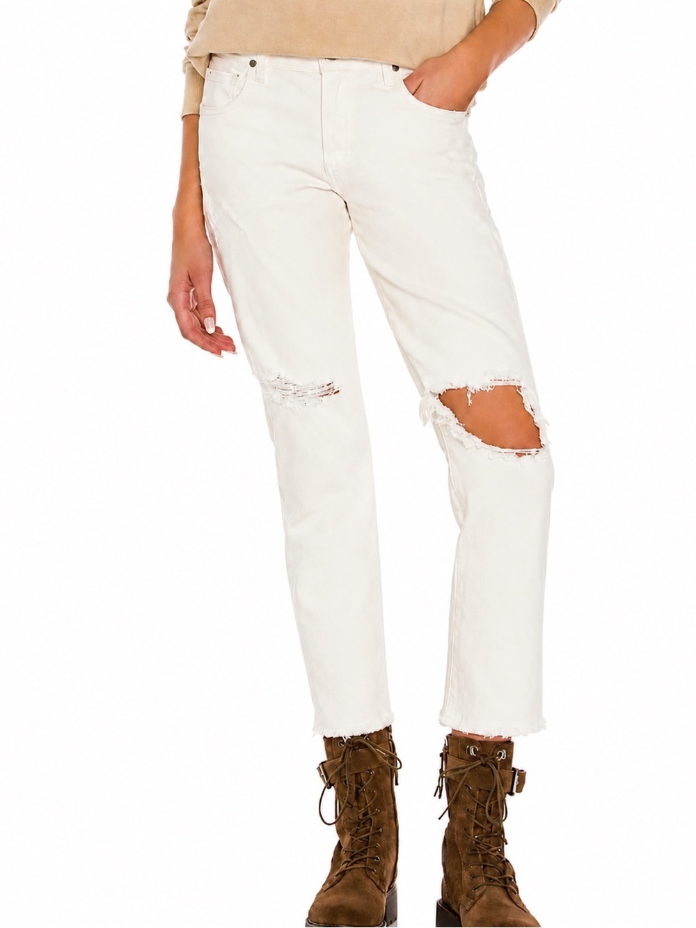 Citizens of Humanity Emerson cream cropped jeans, size 26